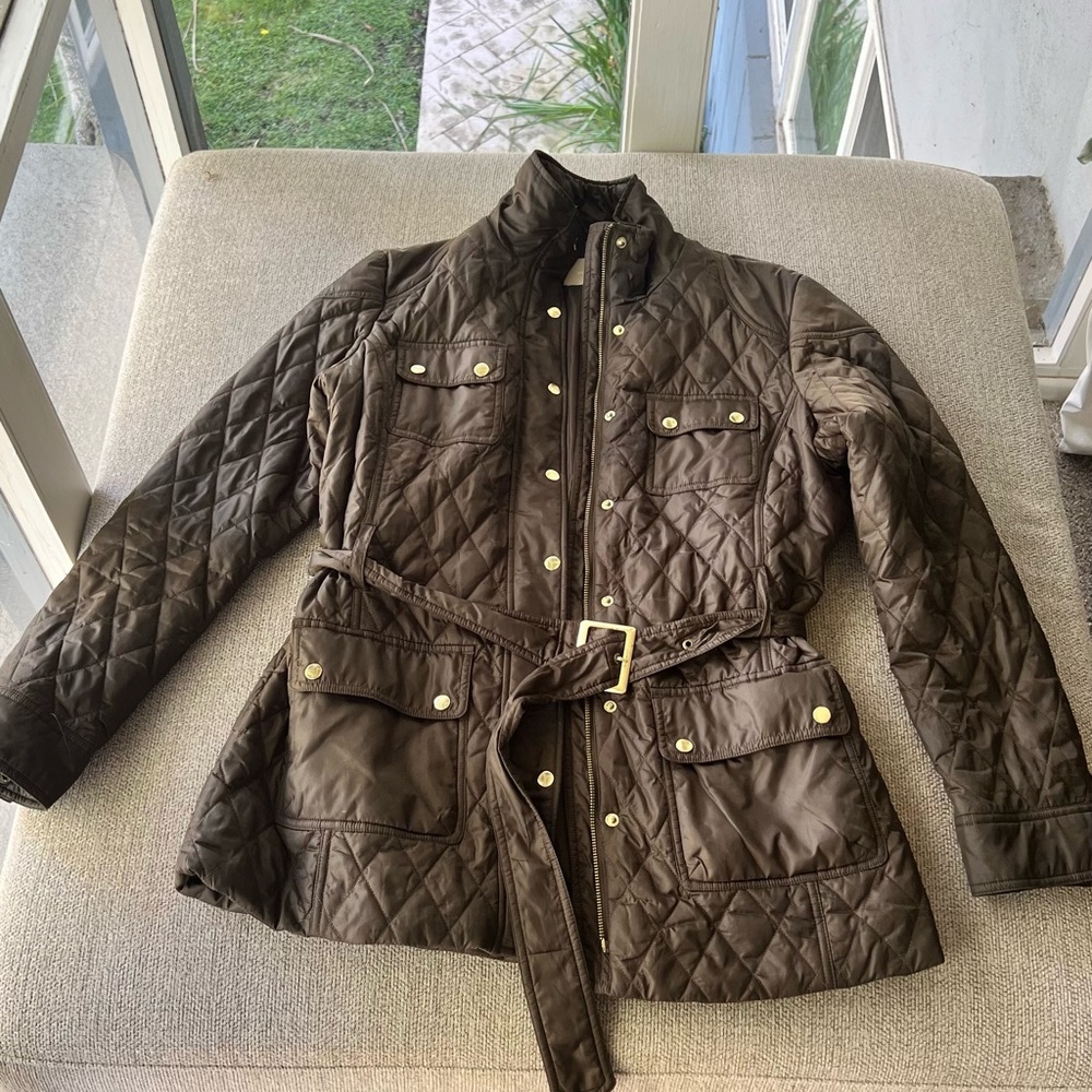 Banana Republic Green Utility Jacket with Quilted Texture and Belt